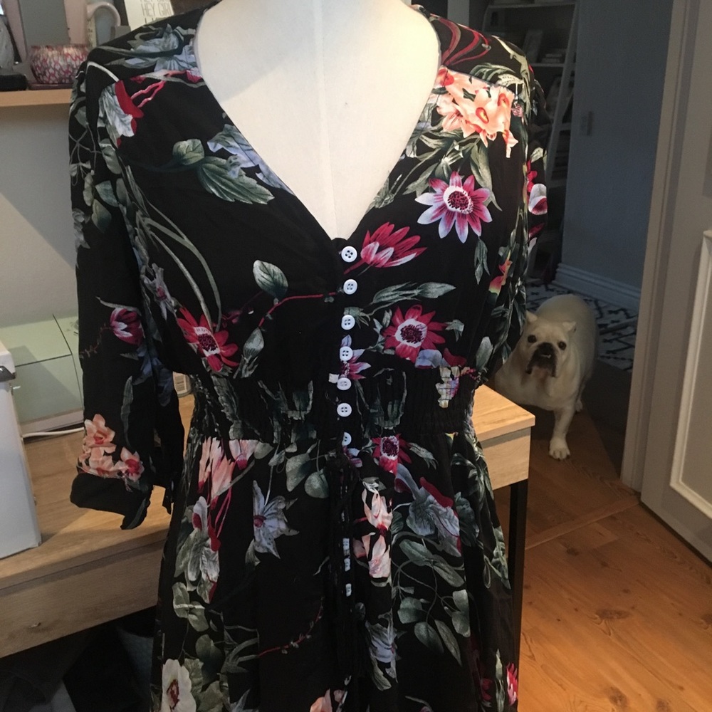 Black floral maxi dress- dog not included ;)